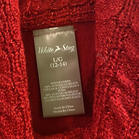 White Stag Womens Turtleneck Red Rhinestone Long-Sleeve Shirt Large - Picture 3 of 4